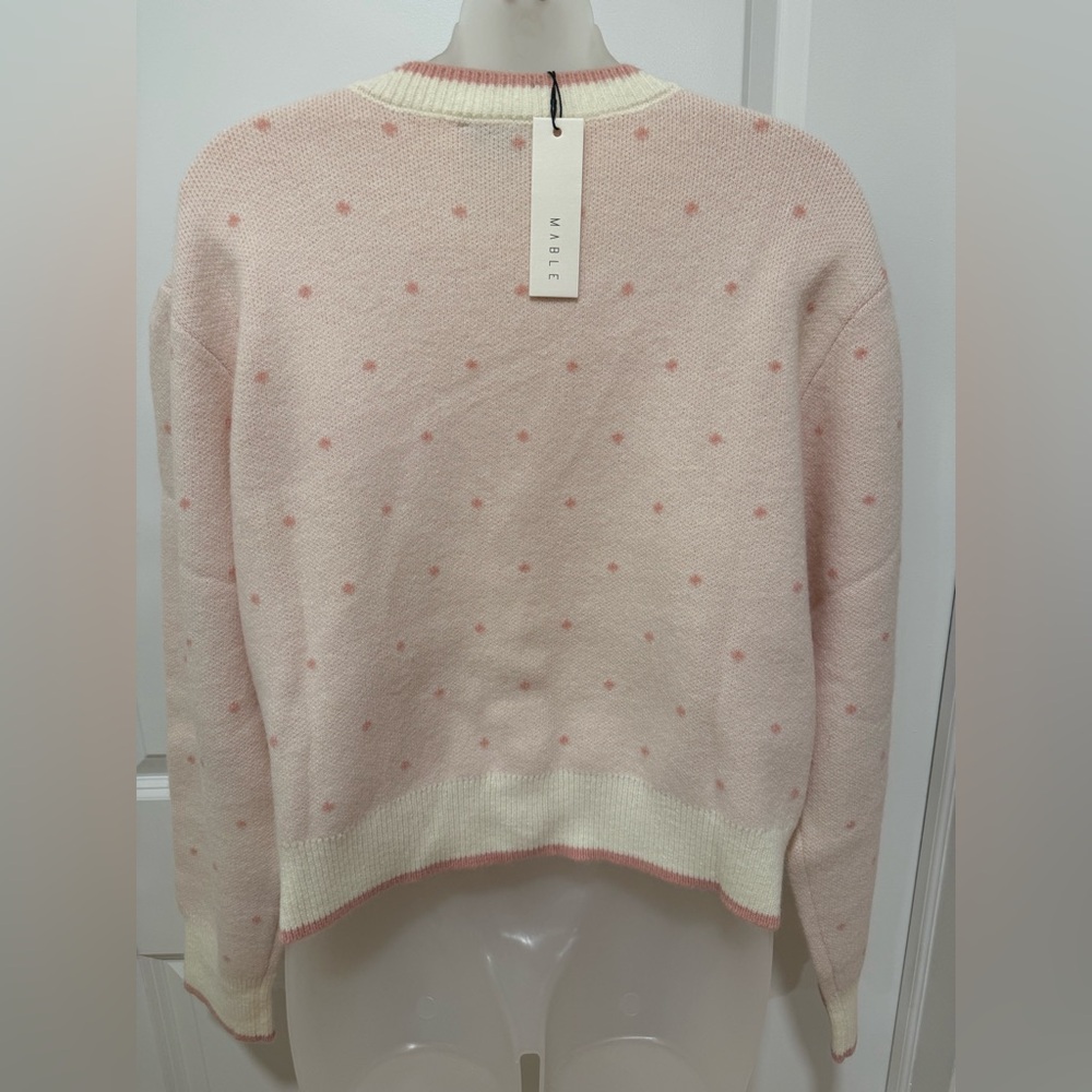 MABLE Cream and Pink Heart Cardigan Sweater - Picture 8 of 9